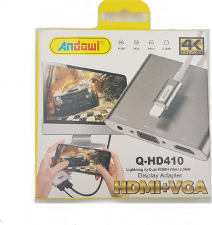 Adattatore Display Av Da Lightning A Doppio Hdmi Vga Jack Audio 3,5 Mm Q-hd410 Elettronica/Home Cinema TV e video/Accessori/Cavi/Cavi HDMI Trade Shop italia - Napoli, Commerciovirtuoso.it