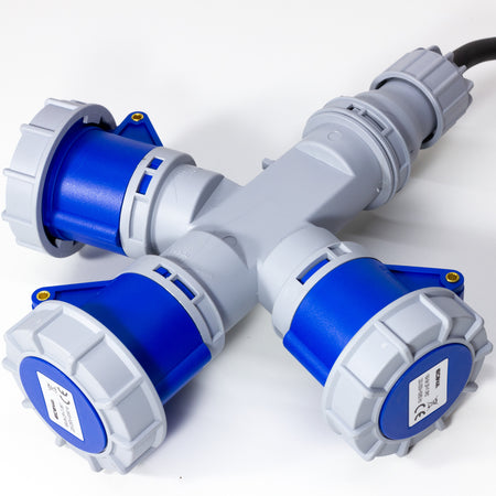 ADATTATORE INDUSTRIALE 3 PRESE 16A CON CAVO 2.2METRI - CAVO IN NEOPRENE 3G2.5 - PROTEZIONE IP67