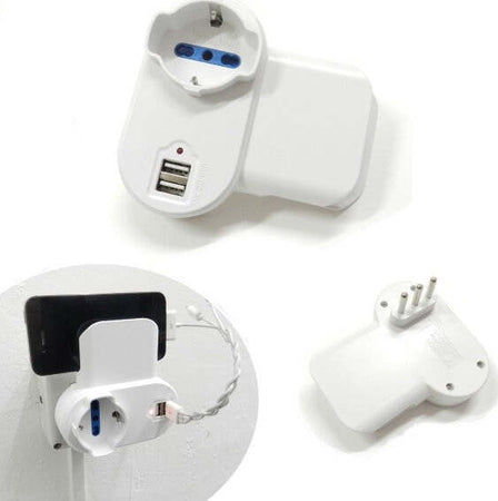 Adattatore Multipresa Spina Presa Schuko 2 Usb Con Porta Cellulare Smartphone Fai da te/Materiale elettrico/Multiprese Trade Shop italia - Napoli, Commerciovirtuoso.it