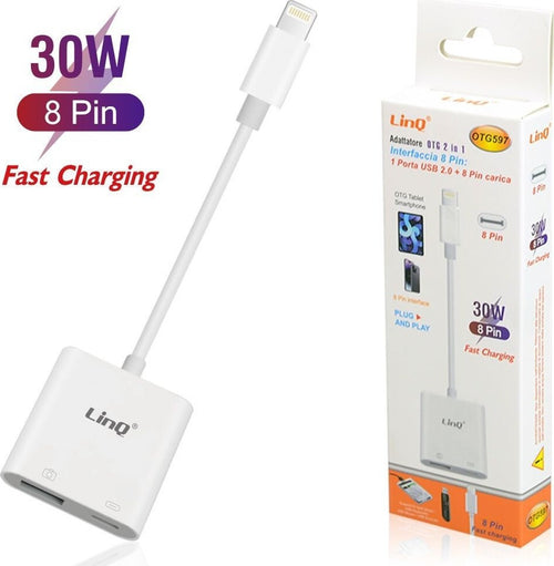 Adattatore Otg 2in1 Interfaccia 8 Pin A Porta Usb2.0 + Lightning Carica 30w Otg597 Elettronica/Cellulari e accessori/Accessori/Cavi e adattatori/Cavi Lightning Trade Shop italia - Napoli, Commerciovirtuoso.it