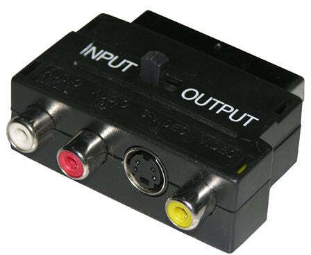 ADATTATORE SCART 21 POLI RCA + S / VHS IN/OUT