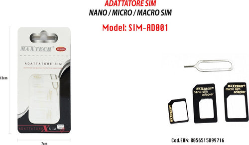 Adattatore Scheda Sim Card Smartphone Nano Convertitore Estrattore 4in1 Maxtech Sim-ad001 Caricabatteria Trade Shop italia - Napoli, Commerciovirtuoso.it