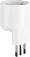 ADATTATORE-SINGOLO-SPINA-ASIMMETRICA-'SALVASPAZIO'-spina-2P-+-T-10A-bianco---art.71020-Electraline