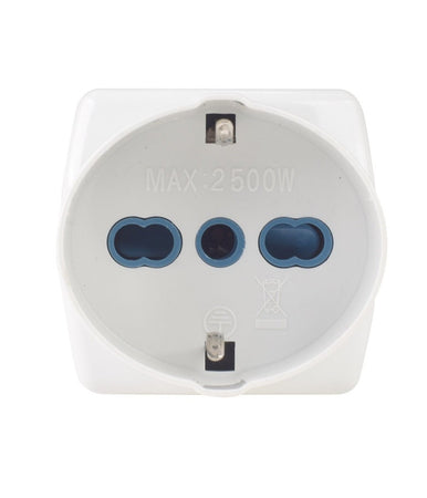 Adattatore Spina 16a 2 Prese Bipasso 10a/16a 2p+t 1 Presa Universale 10/16a Schuko 83051