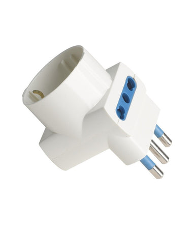 Adattatore Spina Angolare 16a 2 Bipasso 10a/16a 1 Presa Schuko 16a Laterale 83054