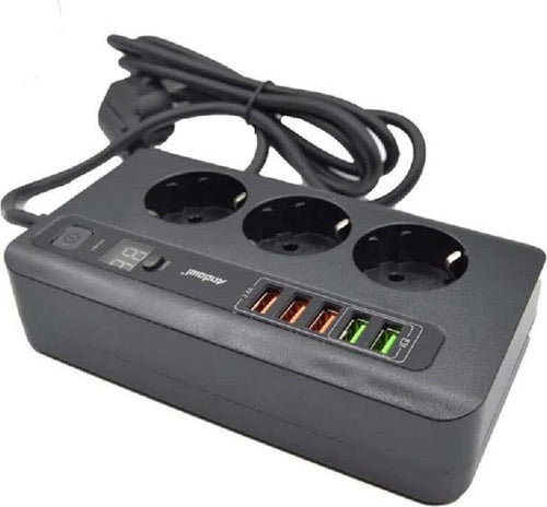 Adattatore Spina Con 3 Prese + 5 Porte Usb Ricarica 3.4a Display Led 2500w Q-a260 Elettronica/Cellulari e accessori/Accessori/Caricabatterie/Caricabatterie da muro Trade Shop italia - Napoli, Commerciovirtuoso.it