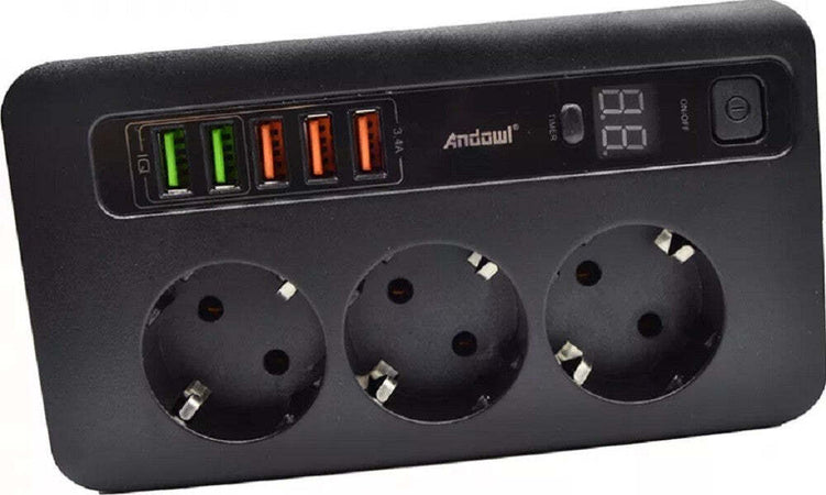 Adattatore Spina Con 3 Prese + 5 Porte Usb Ricarica 3.4a Display Led 2500w Q-a260 Elettronica/Cellulari e accessori/Accessori/Caricabatterie/Caricabatterie da muro Trade Shop italia - Napoli, Commerciovirtuoso.it