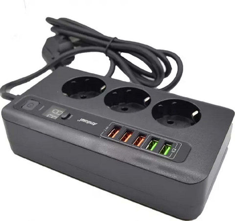 Adattatore Spina Con 3 Prese + 5 Porte Usb Ricarica 3.4a Display Led 2500w Q-a260 Elettronica/Cellulari e accessori/Accessori/Caricabatterie/Caricabatterie da muro Trade Shop italia - Napoli, Commerciovirtuoso.it