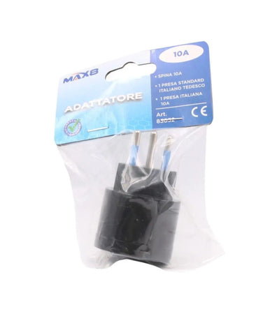 Adattatore Spina Elettrica 2p+t 10a Schuko Standard Italiano-tedesco Nero 83032