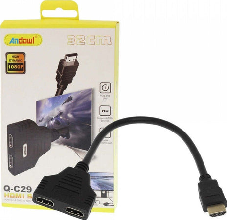 Adattatore Splitter Hdmi Maschio A 2 Hdmi Femmina 32 Cm Supporta Hd 1080p Q-c29 Elettronica/Home Cinema TV e video/Accessori/Cavi/Cavi HDMI Trade Shop italia - Napoli, Commerciovirtuoso.it