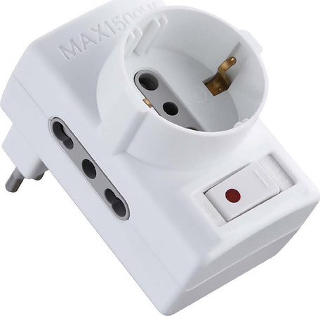 ADATTATORE-TRIPLO-CON-PROTEZIONE-SOVRACCARICO-Spina-2P+T10A---art.70025-Electraline