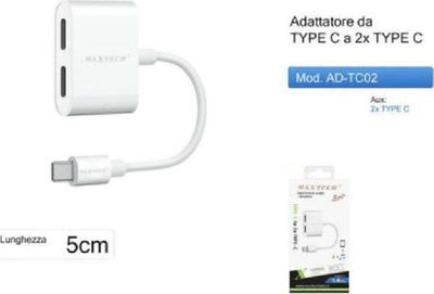 Adattatore Type C A Doppia Entrata Type-c Ricarica Audio Per Smartphone Ad-tc02 Elettronica e telefonia > Telefonia Fissa e Mobile > Accessori Smartphone > Cavi Smartphone Trade Shop italia - Napoli, Commerciovirtuoso.it