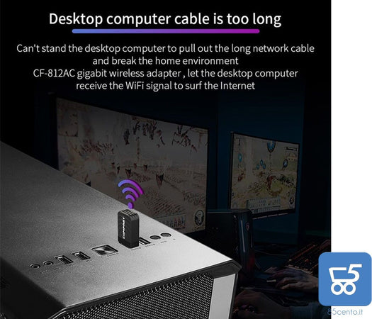 Adattatore Wireless USB 3 Wifi 2.4 GHz 5.8 GHz 1300 Mbps Dual Band Comfast