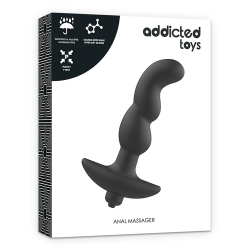 Plug Anale Vibrante Nero Curvo in Silicone Punto P Waterproof vibrazioni