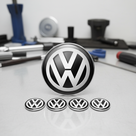 4 ADESIVI LOGO EMBLEMA PER COPRIMOZZO 60MM SU VOLKSWAGEN GOLF POLO SCIROCCO TIGUAN