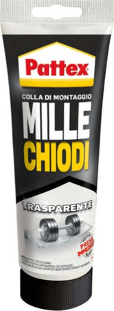 Adesivo Pattex MilleChiodi Trasparente - 200 gr - Pattex Cancelleria e prodotti per ufficio/Archivio ufficio e accessori per scrivania/Nastri colle elastici e graffette/Adesivi e colle/Adesivi spray Eurocartuccia - Pavullo, Commerciovirtuoso.it