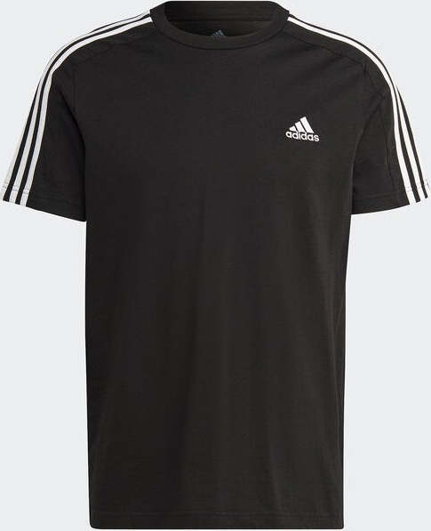 adidas-Essentials-Single-Jersey-3-Stripes-T-Shirt,-Maglietta-a-Maniche-Corte-Uomo,-Black/White