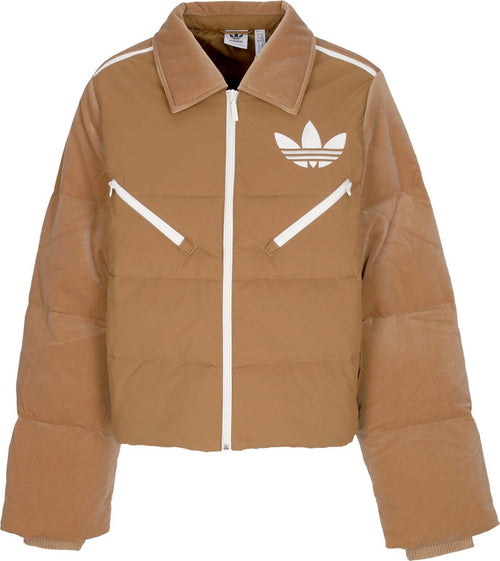 Adidas-Piumino-Donna-Velvet-Puffer-Brown-Desert-da-donna
