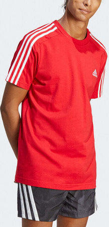 Adidas-T-shirt-Uomo-ESSENTIALS-SINGLE-JERSEY-3-STRIPES-TEE-Rosso-IC9339