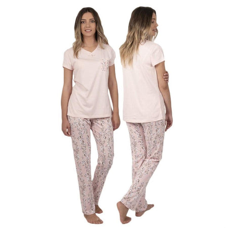 Admas Pigiama da Donna con Pantalone Lungo e Maglia a Maniche Corte 54264 S32 - Passarelli Biancheria