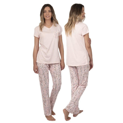 Admas Pigiama da Donna con Pantalone Lungo e Maglia a Maniche Corte 54264 S32 - Passarelli Biancheria