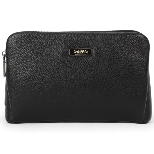 Sei G pochette nera da uomo con lucchetto ID