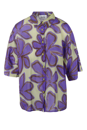 NIU - Camicia - 450214 - Verde/Viola da donna