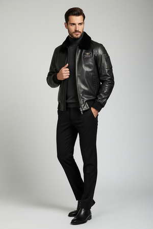 Giubbotto in pelle uomo Aeronautica Militare - pelle nero