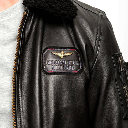 Giubbotto in pelle uomo  - Aeronautica Militare - pelle nero