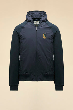 Giubbino Uomo Aeronautica Militare blu navy con cappuccio removibile full zip