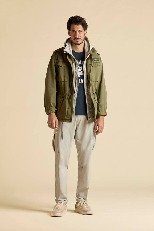 Pantalone Uomo Cargo Aeronautica Militare ghiaccio tessuto tecnico stretch