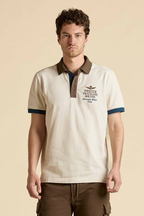 Polo Uomo Aeronautica Militare ghiaccio Frecce Tricolori piqué cotone