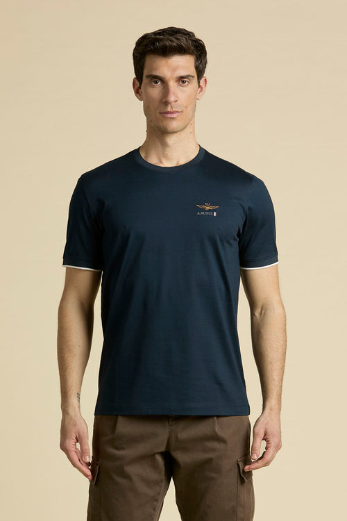 T-shirt Uomo Aeronautica Militare blu navy cotone mercerizzato girocollo
