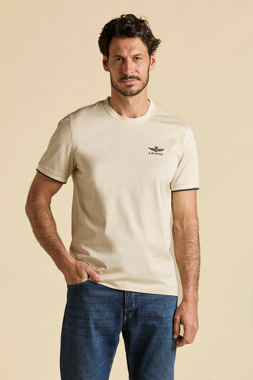 T-shirt Uomo Aeronautica Militare ghiaccio cotone mercerizzato girocollo