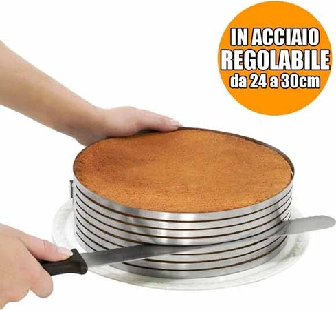 AFFETTATORTE TAGLIA AFFETTA TORTA REGOLABILE DA 24 30 CM STAMPO ANELLO ACCIAIO Casa e cucina/Teglie da forno e accessori per pasticceria/Accessori e utensili per pasticceria/Anelli per torte Trade Shop italia - Napoli, Commerciovirtuoso.it