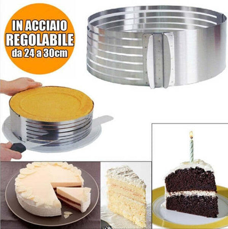 Affettatorte-Taglia-Affetta-Torta-Regolabile-Da-24-30-Cm-Stampo-Anello-Acciaio