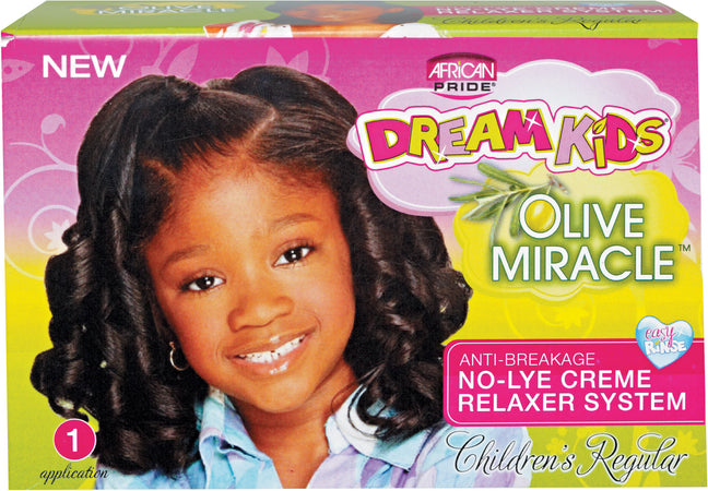 AFRICAN-PRIDE-DREAM-KIDS-OLIVE-MIRACLE-ANTI-BREAKAGE-RELAXER-SYSTEM-CHILDRENS REGULAR KIT STIRAGGIO PER CAPELLI