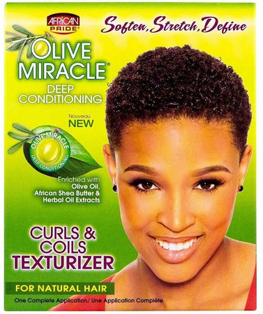 AFRICAN PRIDE OLIVE CURL & COIL TEXTURIZER KIT STIRAGGIO PER CAPELLI .