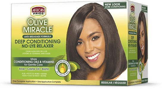 African Pride Olive Relaxer Kit Regular Rilassants Per  Capelli Americano Trattamento Lisciante