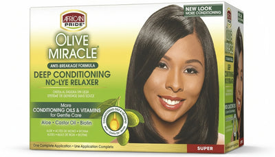 African Pride Olive Relaxer Kit Super Rilassants Per  Capelli Trattamento Lisciante per capelli