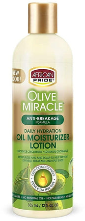 AFRICAN PRIDE OLIVE  MAXIMUM STRENGT. OIL MOISTURIZER LOTION 355ML PER CAPELLI .