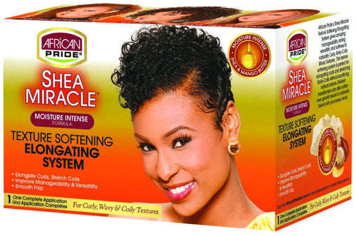 AFRICAN PRIDE SHEA BUTTER MIRACLE TEXTURE SOFTENING ELONGATING SYSTEM FOR CURLY,WAVY &COILY STIRAGGIO PER CAPELLI