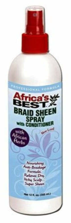 Africa's Best Braid Sheen Spray with Conditioner 355 Ml Spray Lucentezza Trecce per Capelli Afro Previene La Rottura Del Capello
