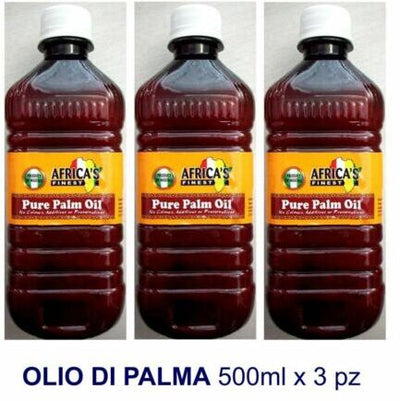 AFRICA'S FINEST PURE PALM OIL OLIO DI PALMA ROSSO 500 ml x 3