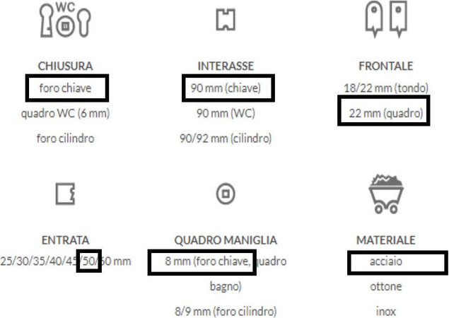 AGB---SERRATURA-DA-INFILARE-PER-PORTE-INTERNE-(A15)-PATENT-D90-F22-E50-CON-BORDI-QUADRATI---ACCIAIO-BRONZATO