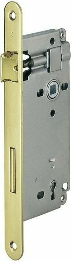 AGB---SERRATURA-DA-INFILARE-PER-PORTE-INTERNE-(A25)-PATENT-PICCOLA-D70-E50-CON-BORDI-TONDI---OTTONE-VERNICIATO