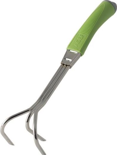 AGEF---RAGNO-A-3-DENTI-IN-ACCIAIO-CROMATO-7,5X9,5X34CM---MANICO-IN-COPOLIMERO-COLORE-VERDE