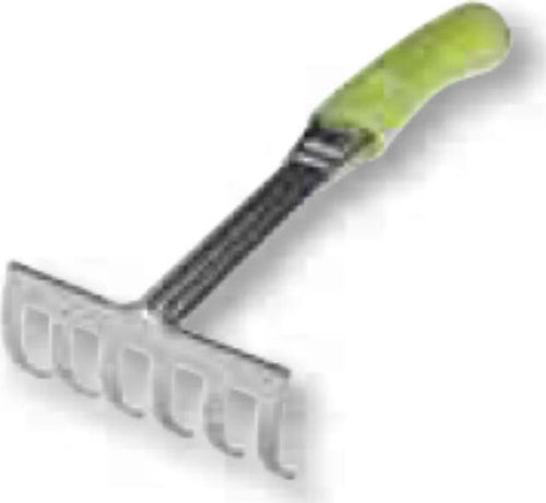 AGEF--RASTRELLINO-A-6-DENTI-IN-ACCIAIO-CROMATO-CON-MANICO-IN-COPOLIMERO---COLORE-VERDE