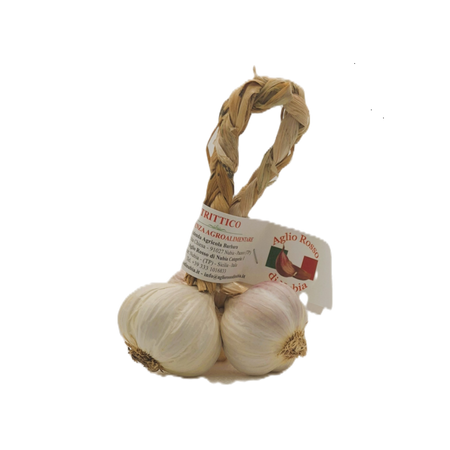 Aglio Rosso di Nubia, Sicilia | Raccolto a mano | Slow Food | Treccia da 3 teste grandi