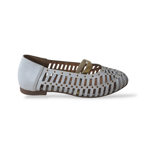 Ballerine Bambina Gioseppo Palayan | Pelle Bianco Platino Traforate Slip-On Eleganti